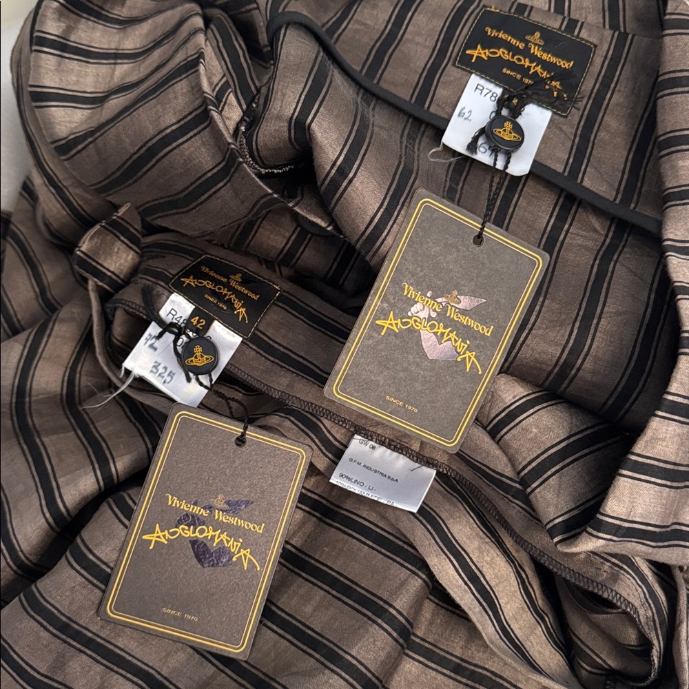 Vivienne Westwood Anglomania 2014 NWT STRIPE SET/LINEN SOFT CORSET+SKIRT IT42 - Picture 14 of 14